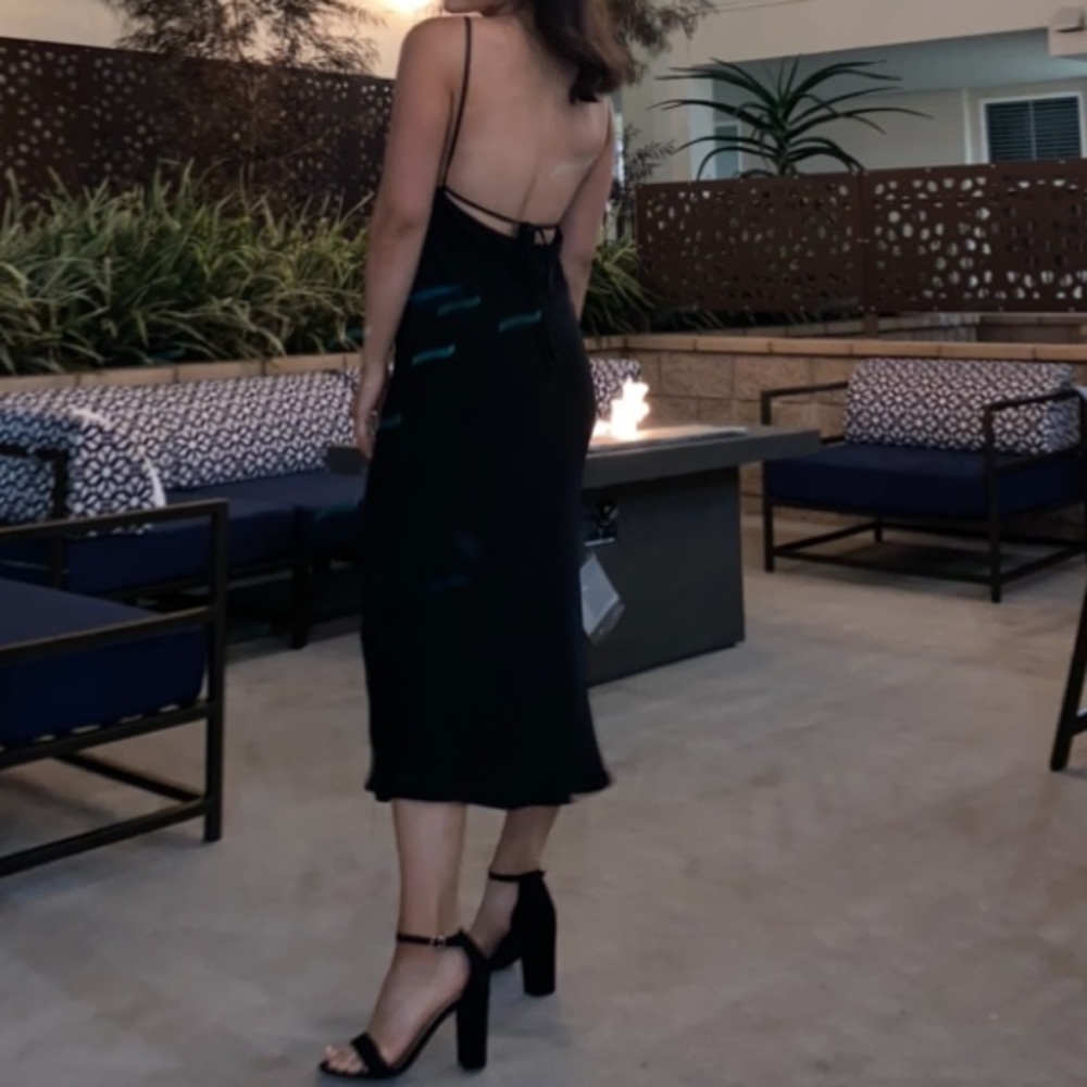 Urban Outfitters Black Satin Midi Dress